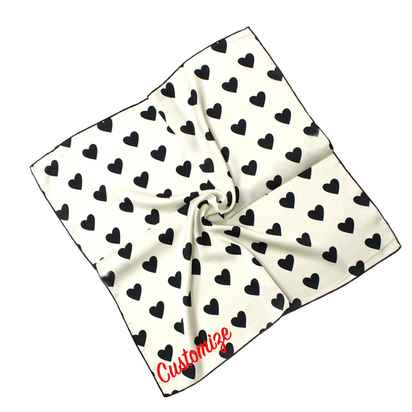 Custom Text Heart Satin Bandana