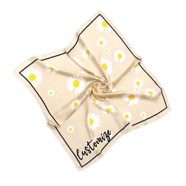 Custom Text Daisy Satin Bandana