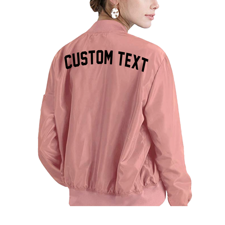 Custom Text Womens Maroon Bomber Jacket