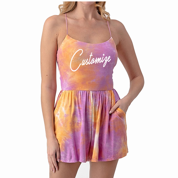 Custom Text Lilac Tie Dye Romper