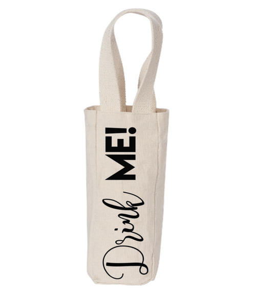Drink Me Canvas Natural Wine Tote