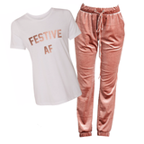 Festive AF Pink Velvet PJ Set