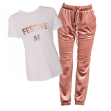 Festive AF Pink Velvet PJ Set
