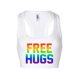 Free Hugs Rainbow Colorful Racerback Sports Bra