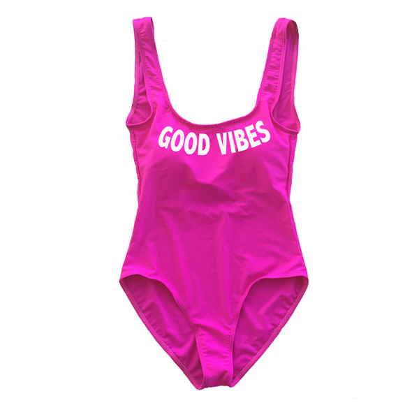 Hot Pink Good Vibes One Piece Swimsuit