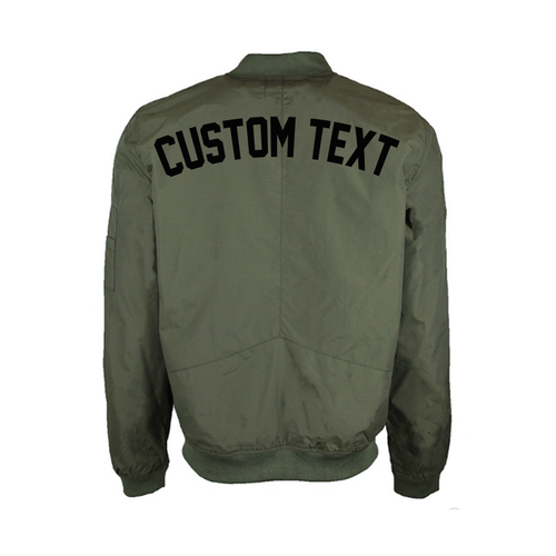 Custom Text Mens Olive Bomber Jacket