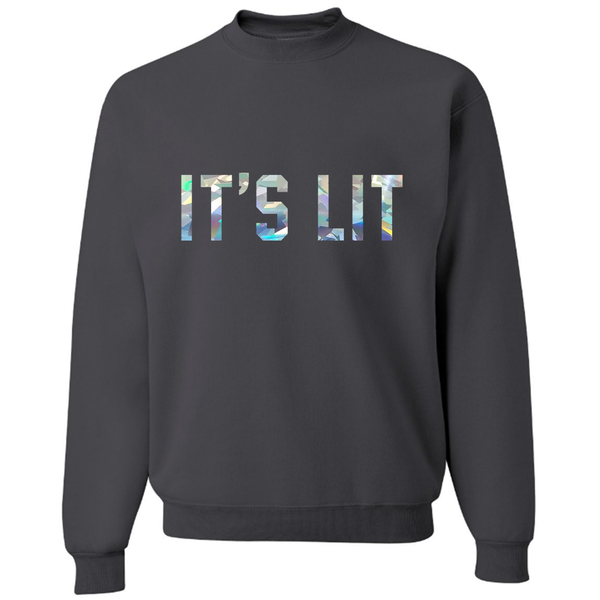 It's LIT Grey and Iridescent Slouchy Unisex Sweatshirt