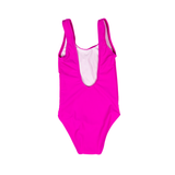 Custom Text Bright Pink Kids/ Youth One Piece Swimsuit