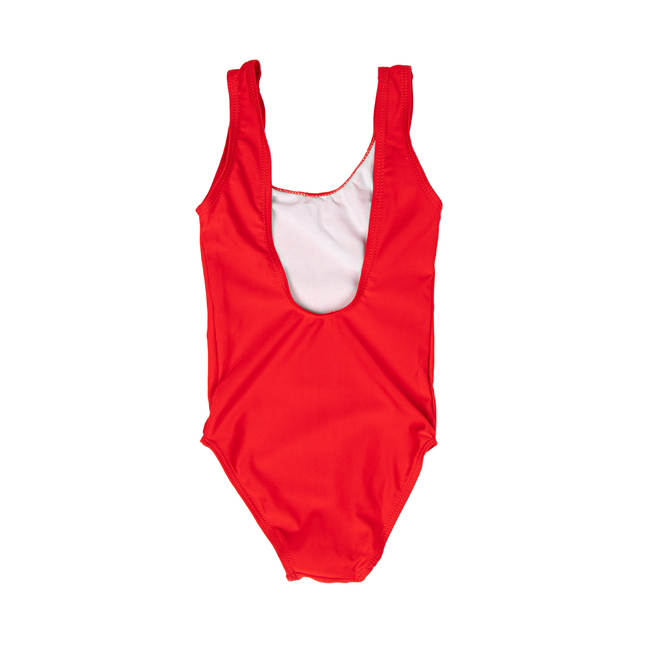 Custom Text Red Youth/ Kids One Piece Swimsuit
