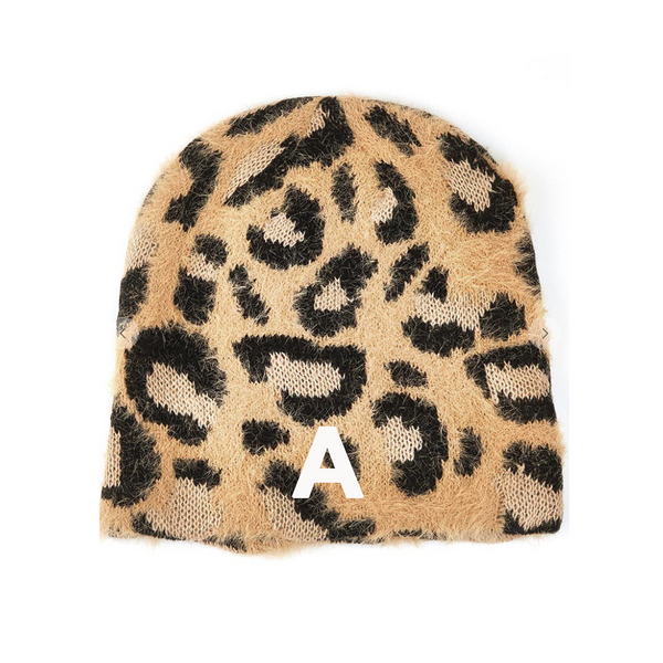 Monogrammed Leopard Furry Beanie