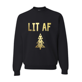 Lit AF Black Slouchy Pullover Christmas Sweatshirt