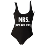 MRS (Add Last Name) Black One Piece Swimsuit