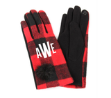Monogrammed Red and Black Plaid Gloves