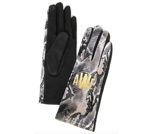 Monogrammed Animal Print Gloves