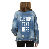 Custom Text Distressed Denim Jacket