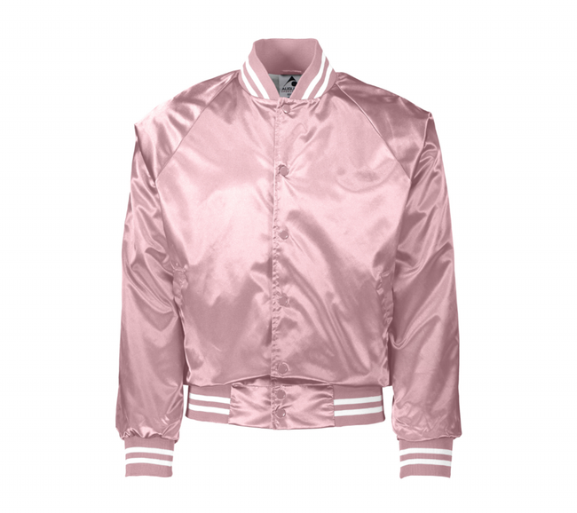 Custom Text Womens Pink Varsity Bomber Jacket