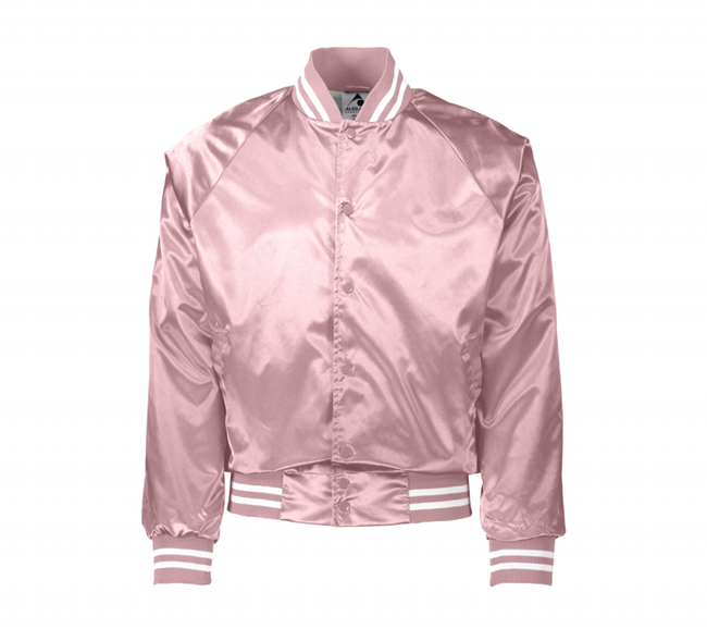 Custom Text Womens Pink Varsity Bomber Jacket