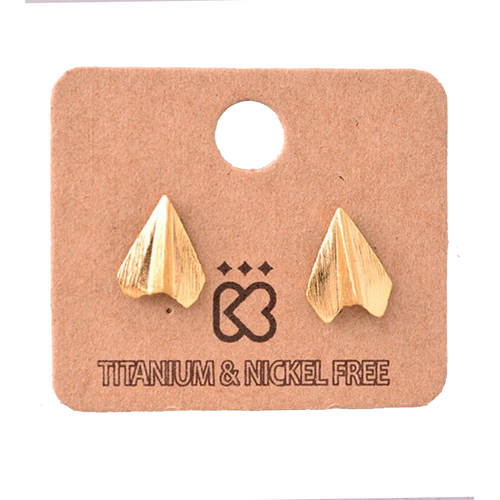 Paper Airplane Gold Stud Earrings