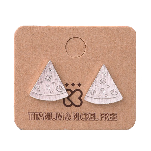 Pizza Rose Gold and Silver Stud Earrings