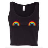 Rainbow Patch Black Crop Top Tank