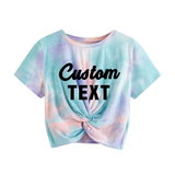 Custom Text Pastel Tie Dye Twist Front Shirt