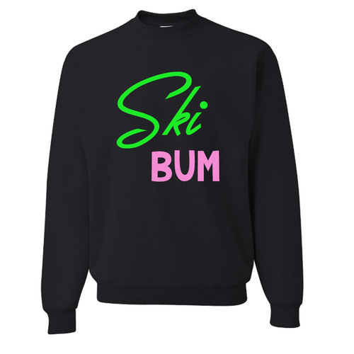 Ski Bum Black Slouchy Oversized Pullover Sweatshirt