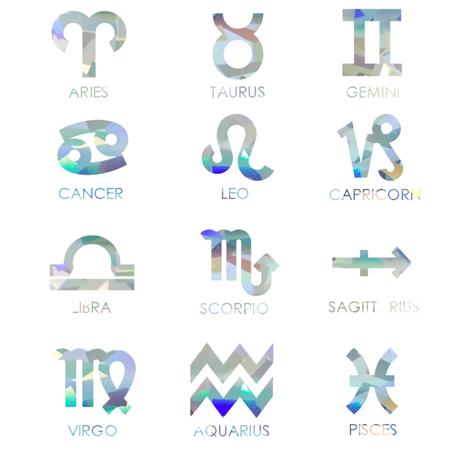 Zodiac Astrology Horoscope Sweatshirt with Holographic/ Iridescent Sign