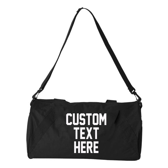 Custom Text Duffel Bag With Strap