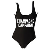 Champagne Campaign Black One Piece Swimsuit