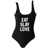 Eat Slay Love Black One Piece Swimming Suit