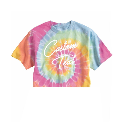 Custom Text Pink Multicolor Tie Dye Crop Top Shirt