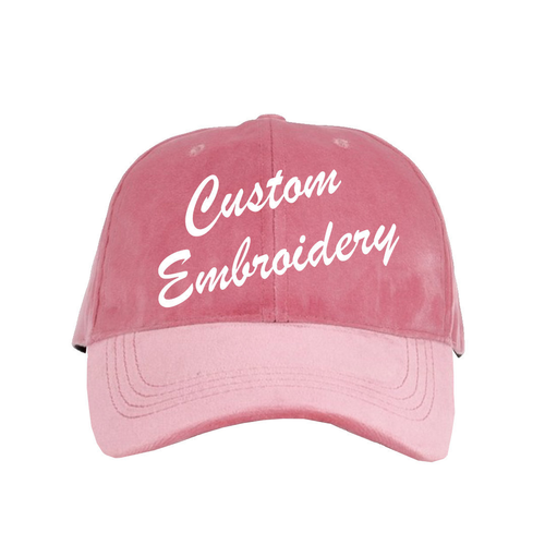 Custom Text Embroidered Pink Velvet Dad Hat