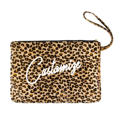 CUSTOM TEXT Large Leopard Clutch Bag