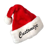 Custom Text Embroidery Red Plush Santa Hat
