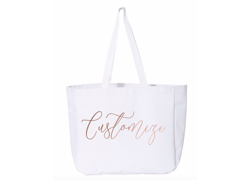 Custom Text Large Canvas Tote Bag