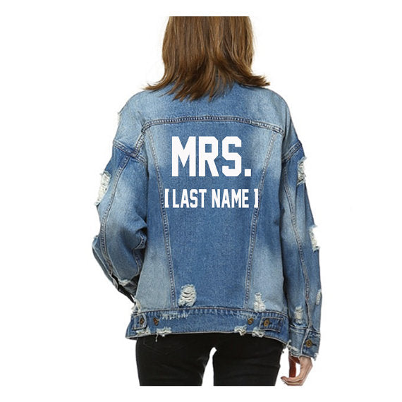 Mrs. Text Mid-Wash Denim Jacket